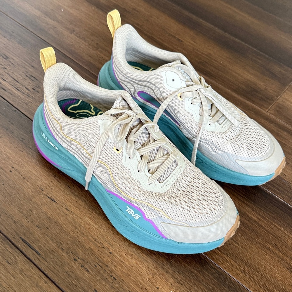 Teva Light Tan and Aqua Athletic Shoes